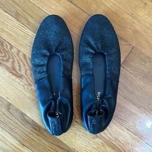 Women’s black sparkle leather flats size 40